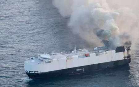 Buque con tres mil carros con destino a México se hundió frente a la costa de Alaska tras incendio